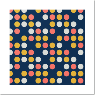 Polka Dots Blue Pink Yellow Posters and Art